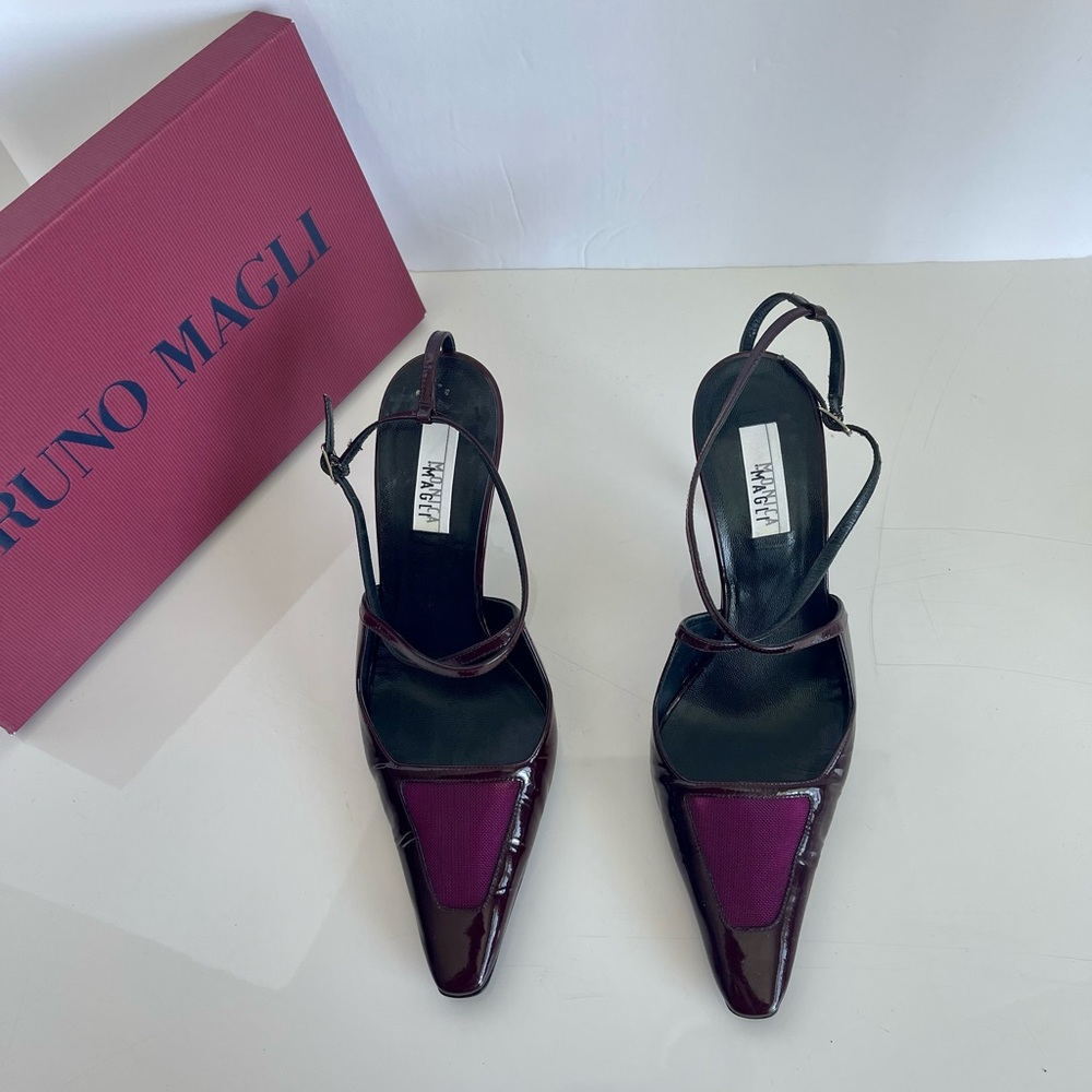 Bruno Magli Maroon Patented Leather Vintage Pumps
